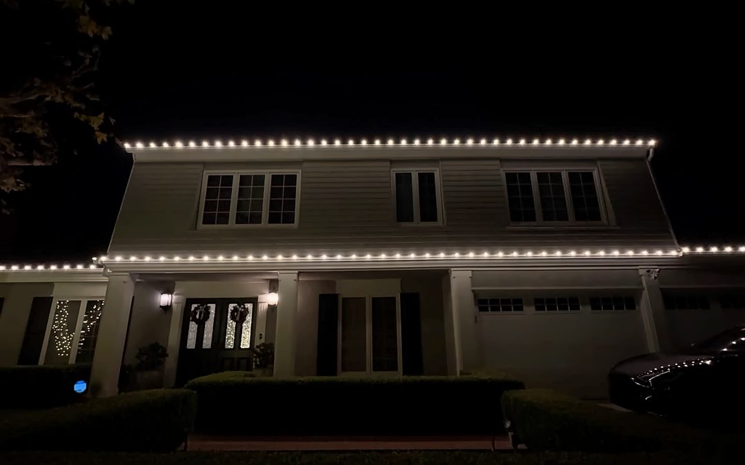 Warm white roofline, windows and wreaths